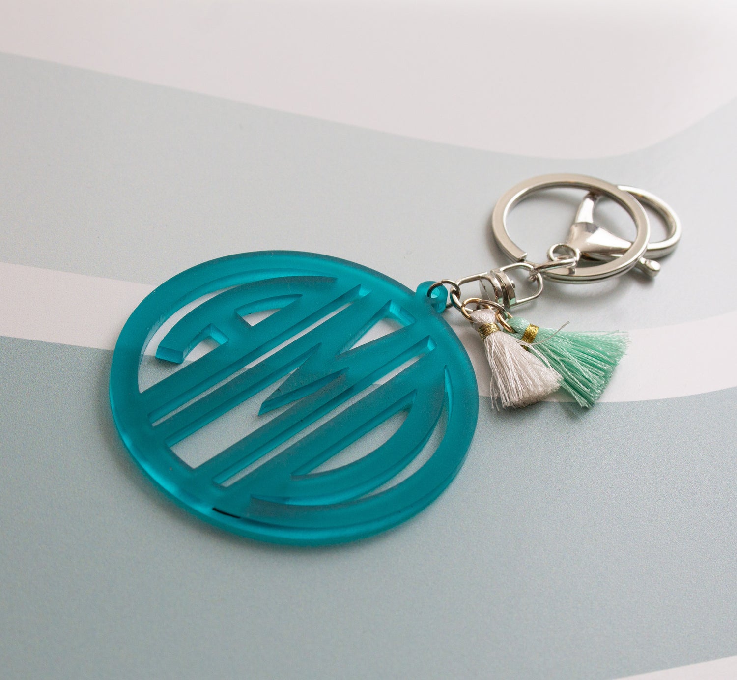 Circle Monogram Acrylic Keychain or Bag Charm