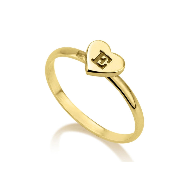 Engraved Initial Heart Ring