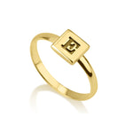 Square Engraved Initial Ring