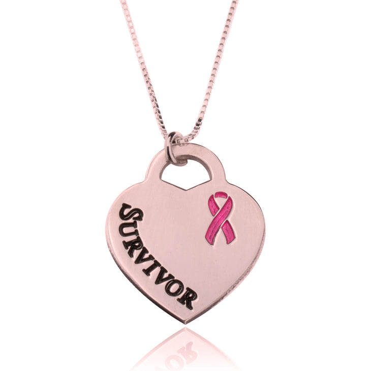 Breast Cancer Survivor Heart Necklace