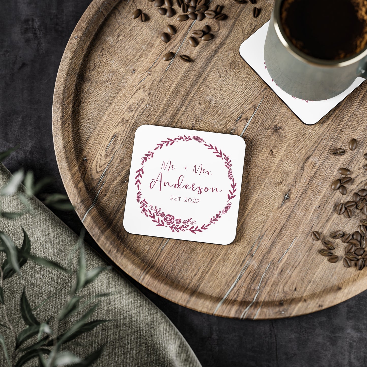 daily monogram - square customize coaster