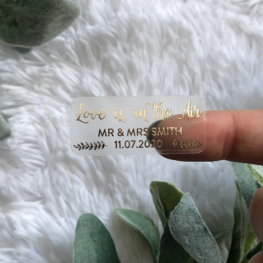 Foil Wedding Favor Bubble Labels - Rose Gold, Gold, Silver or Black - Daily Monogram