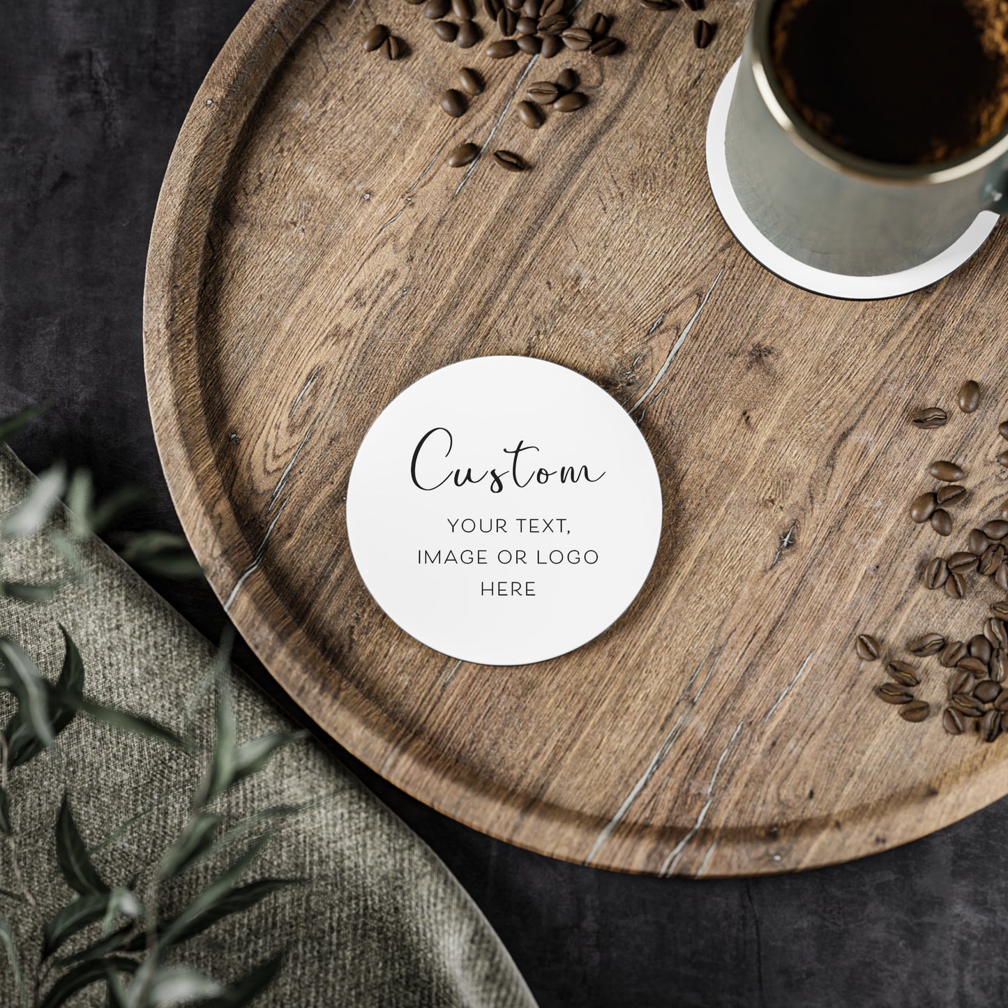daily monogram - round customize coaster