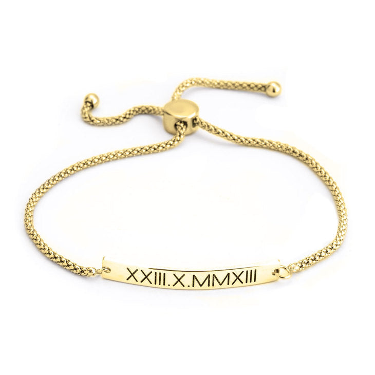 Engraved Roman Numerals Bar Bracelet - Daily Monogram