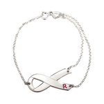 Breast Cancer Ribbon Initial Bracelet - Daily Monogram