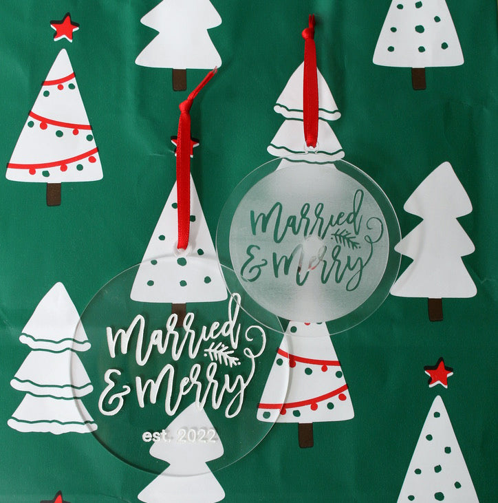 Married & Merry Christmas Ornament
