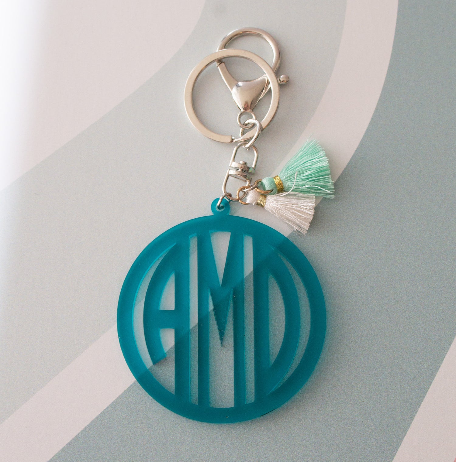 Circle Monogram Acrylic Keychain or Bag Charm