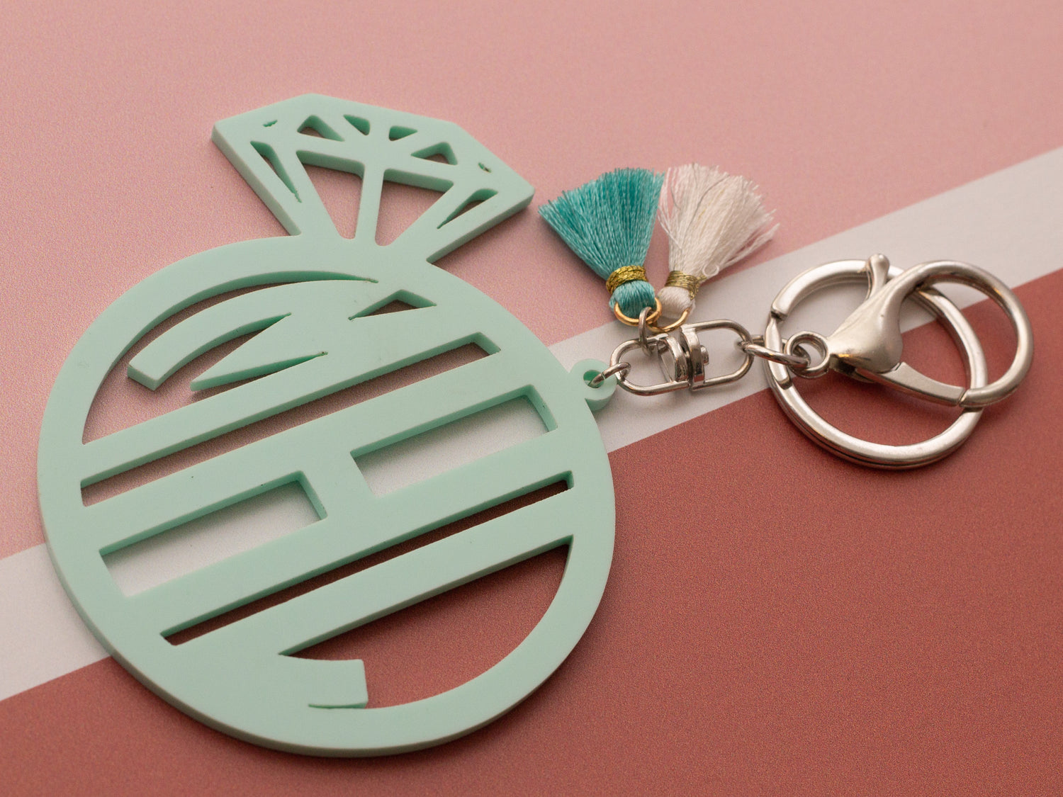 Monogram Engagement Ring Acrylic Keychain or Bag Charm