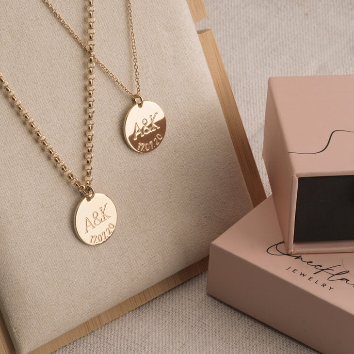 His & Hers Engraved Anniversary Necklace Set