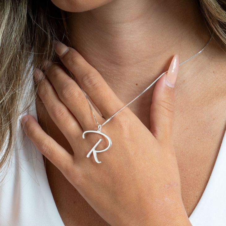 Cursive Initial Necklace - Sterling Silver, Rose Gold or Gold