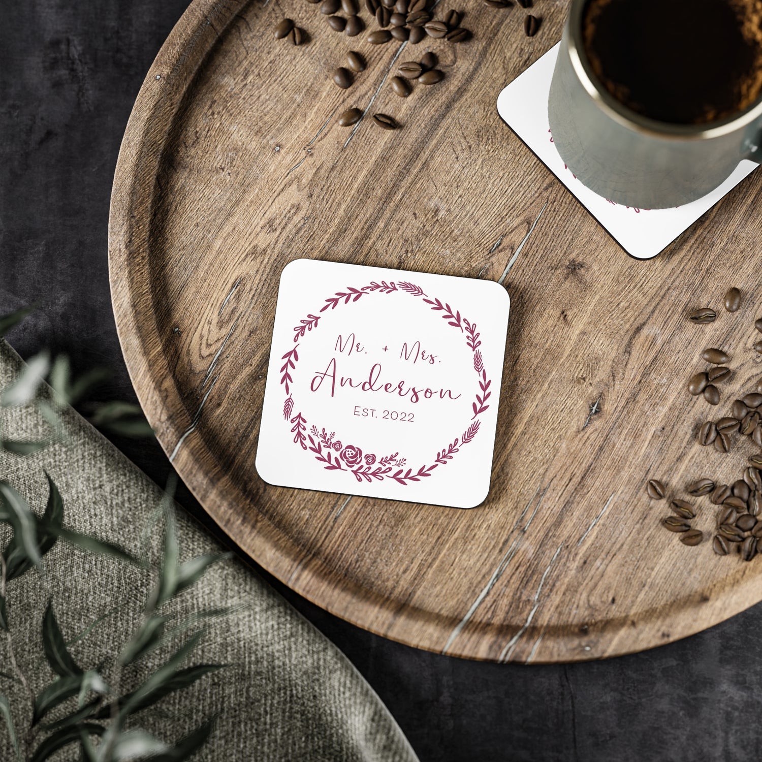 daily monogram - square customize coaster