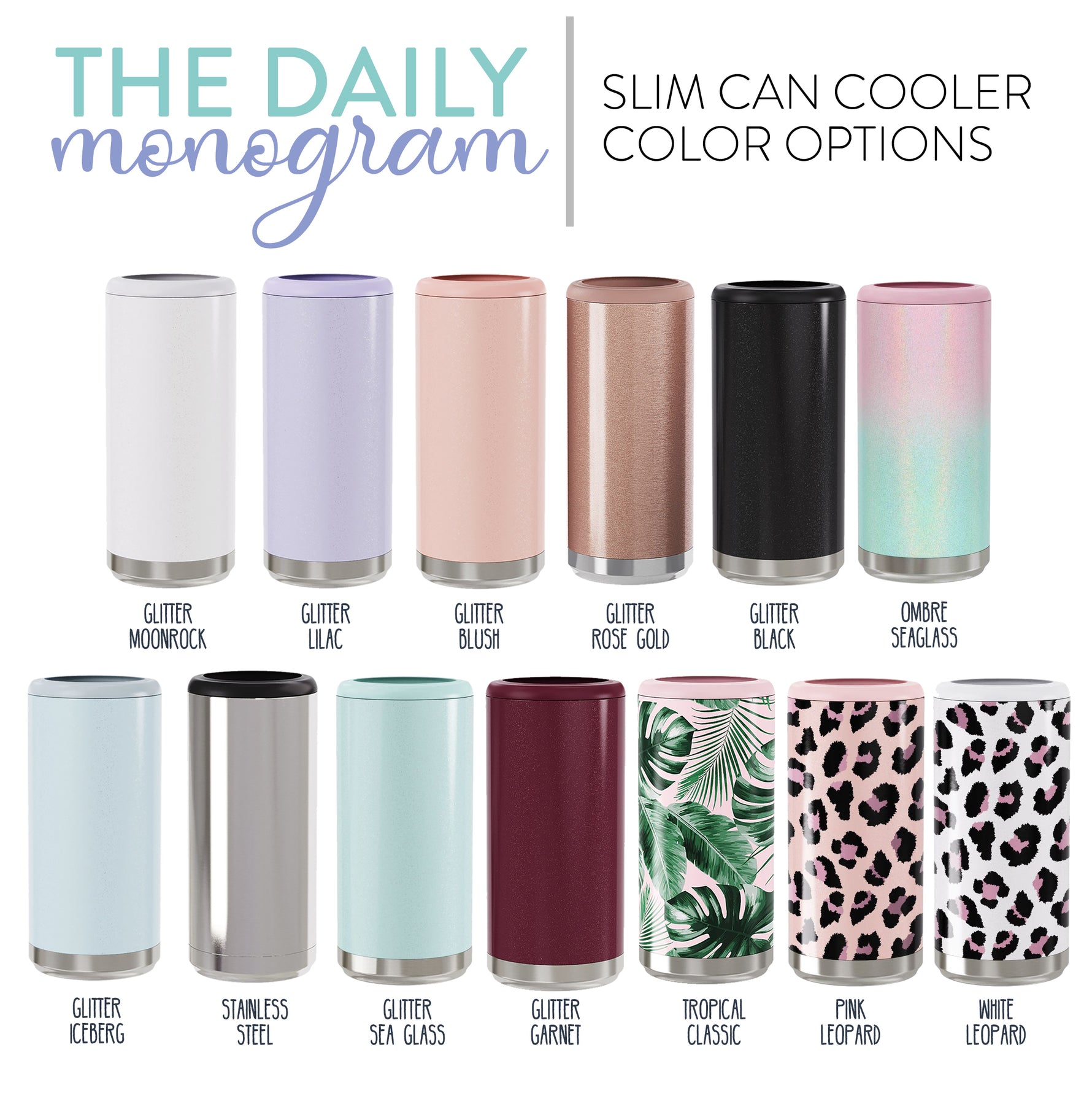 Personalized Monogram Stainless Slim Can Cooler - Daily Monogram