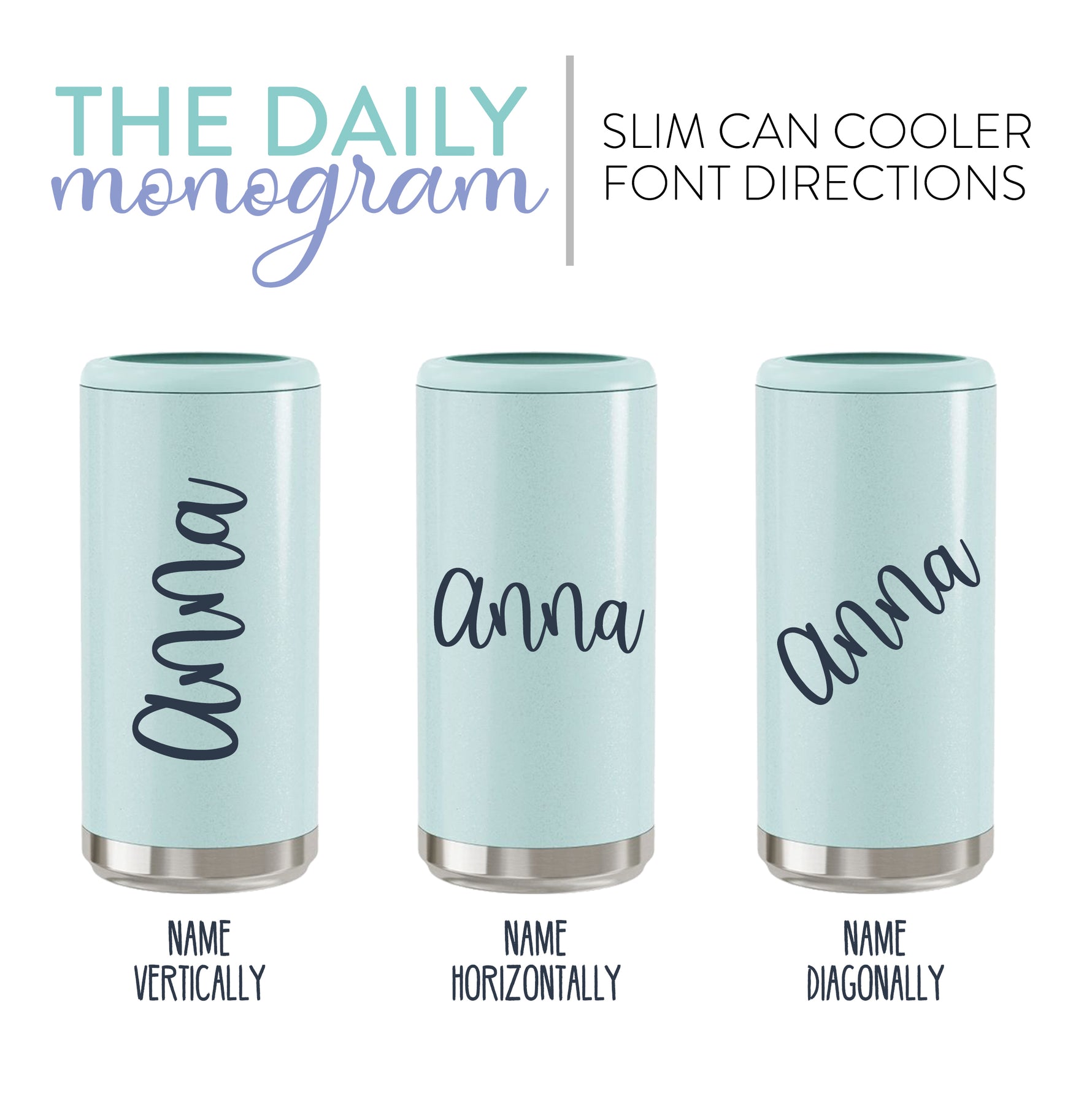 Personalized Monogram Stainless Slim Can Cooler - Daily Monogram