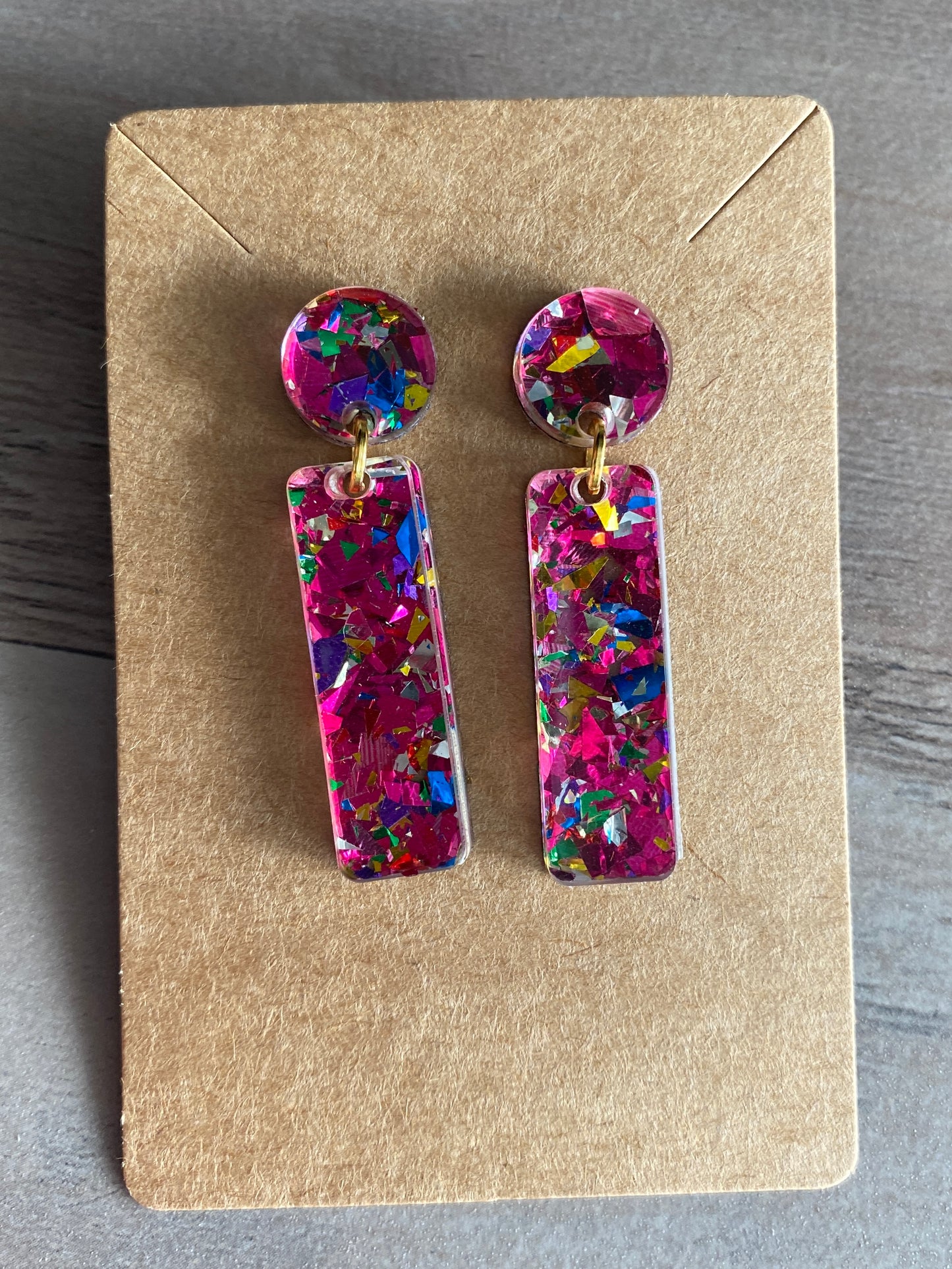 Rectangular Acrylic Earrings - Multiple Colors