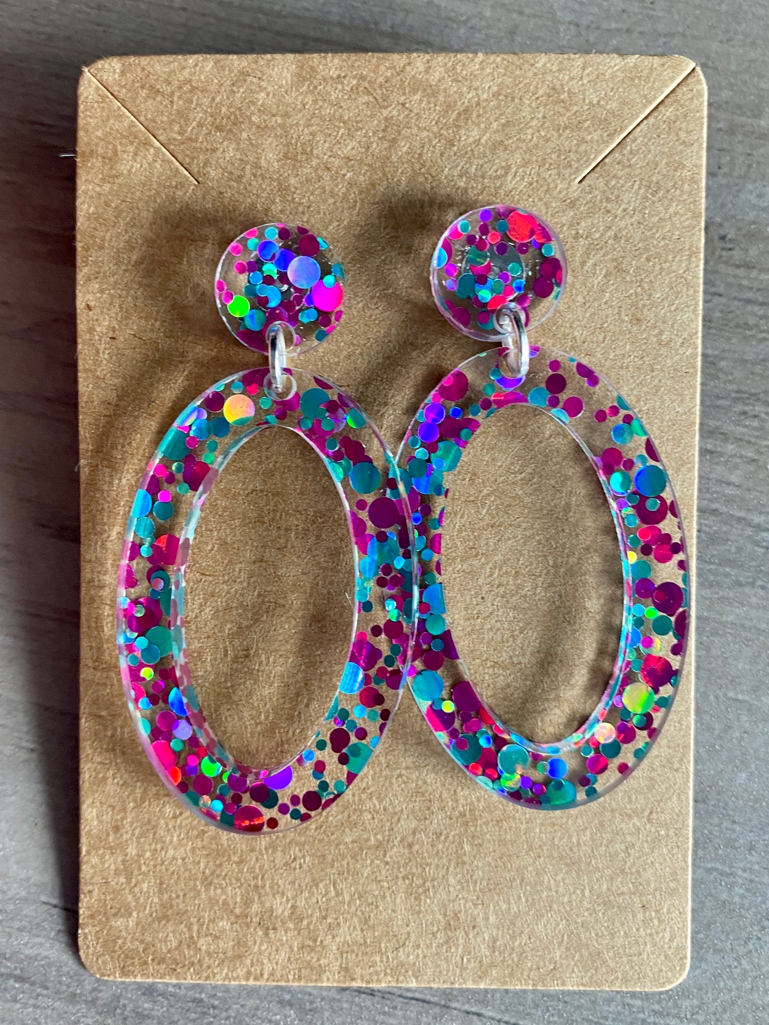 Open Oval Acrylic Earrings - Multiple Colors