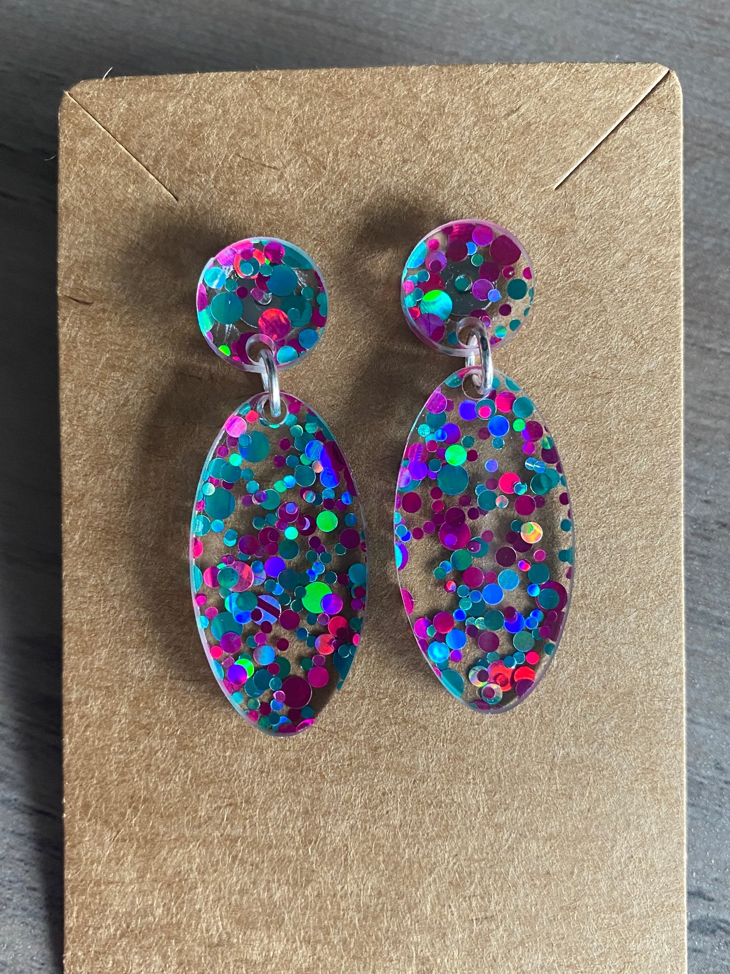 Oval Acrylic Earrings - Multiple Colors