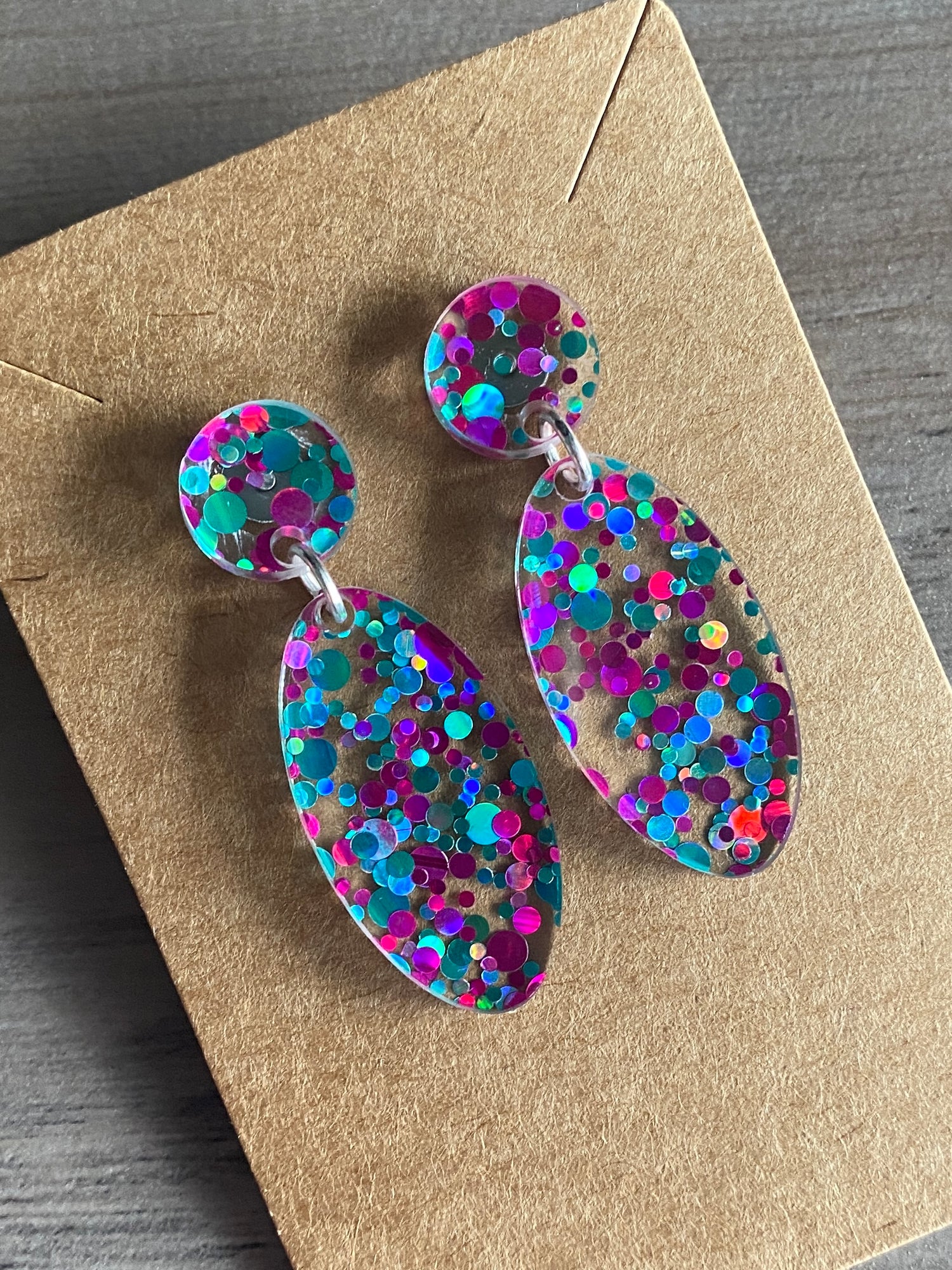 Oval Acrylic Earrings - Multiple Colors
