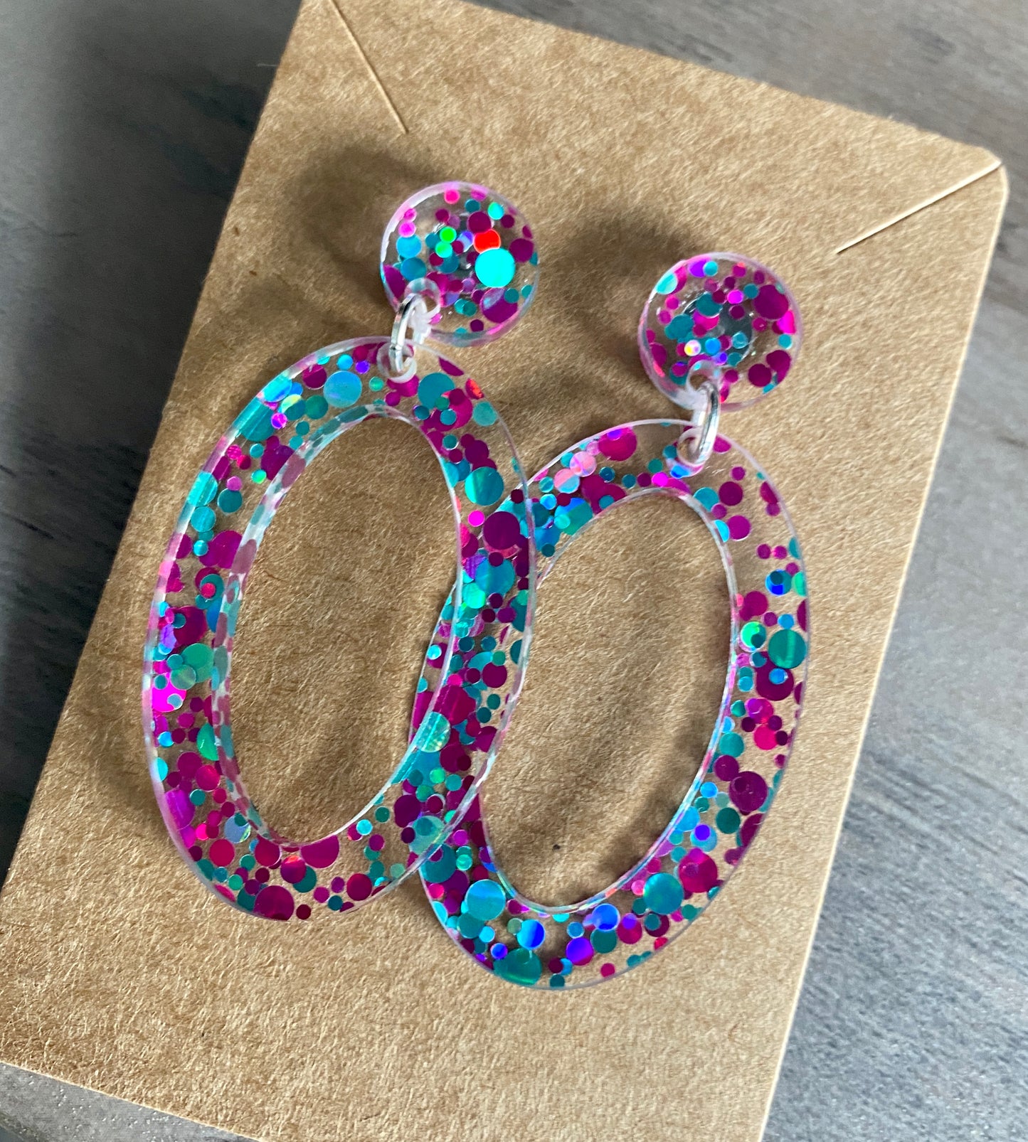 Open Oval Acrylic Earrings - Multiple Colors