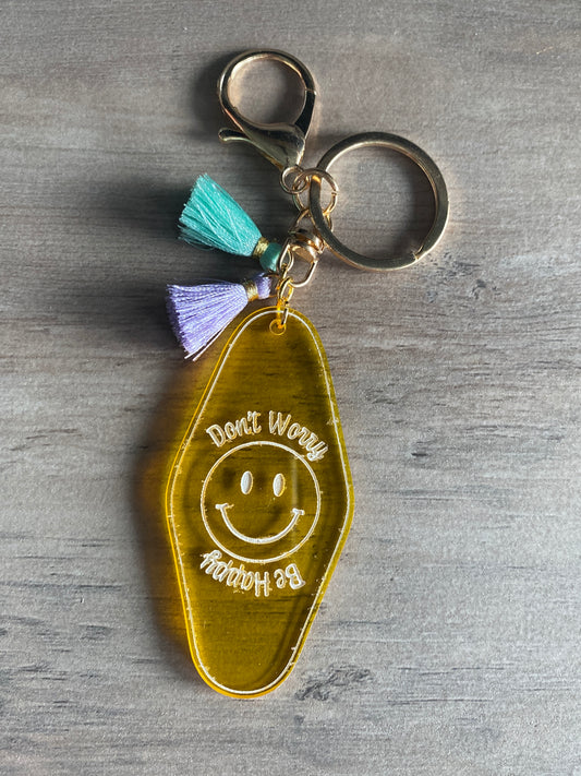 Don't Worry, Be Happy - Vintage Style Acrylic Keychain