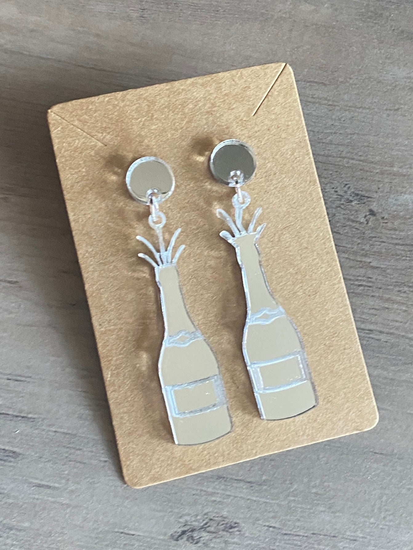 Mirrored Acrylic Champagne Bottle Pop Earrings