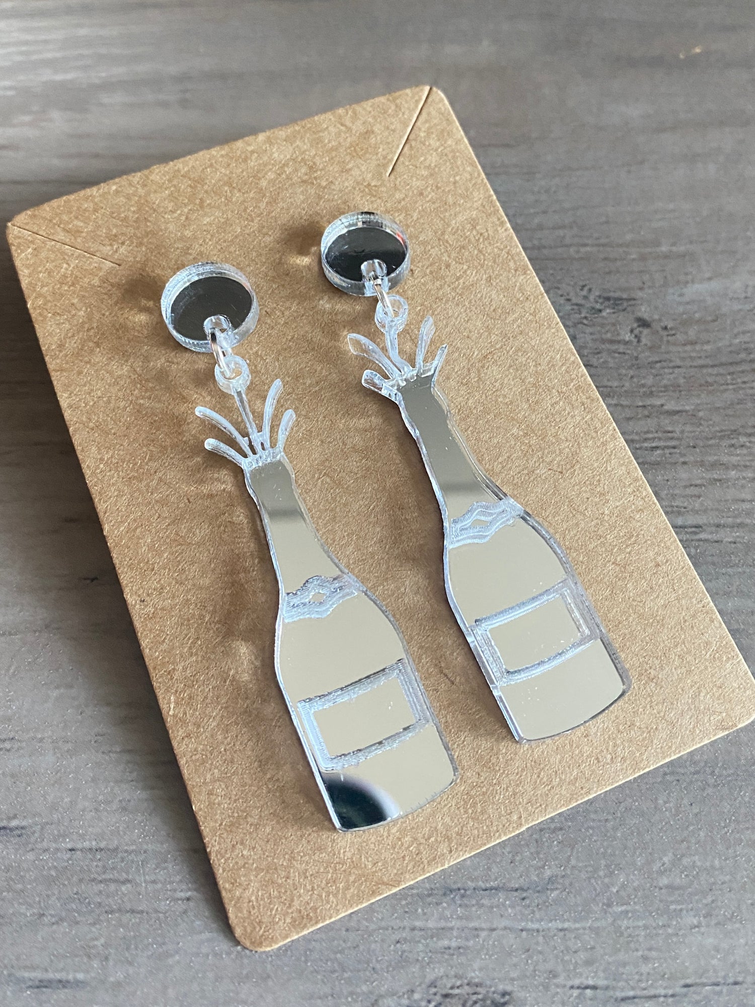 Mirrored Acrylic Champagne Bottle Pop Earrings