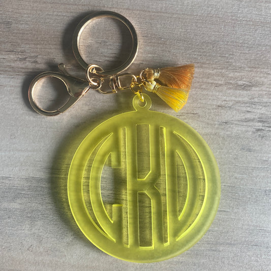 Circle Monogram Acrylic Keychain or Bag Charm