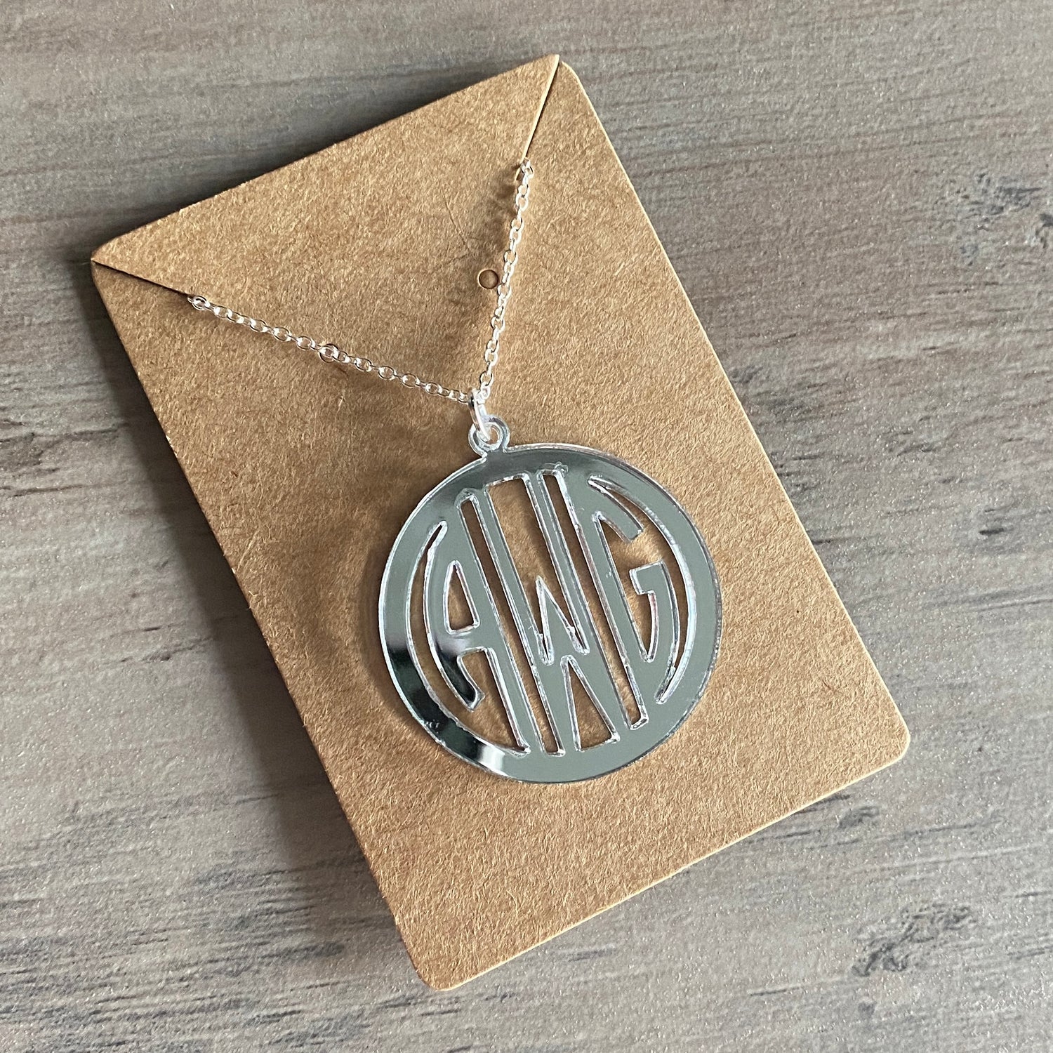 Bordered Circle Monogram Pendant Necklace