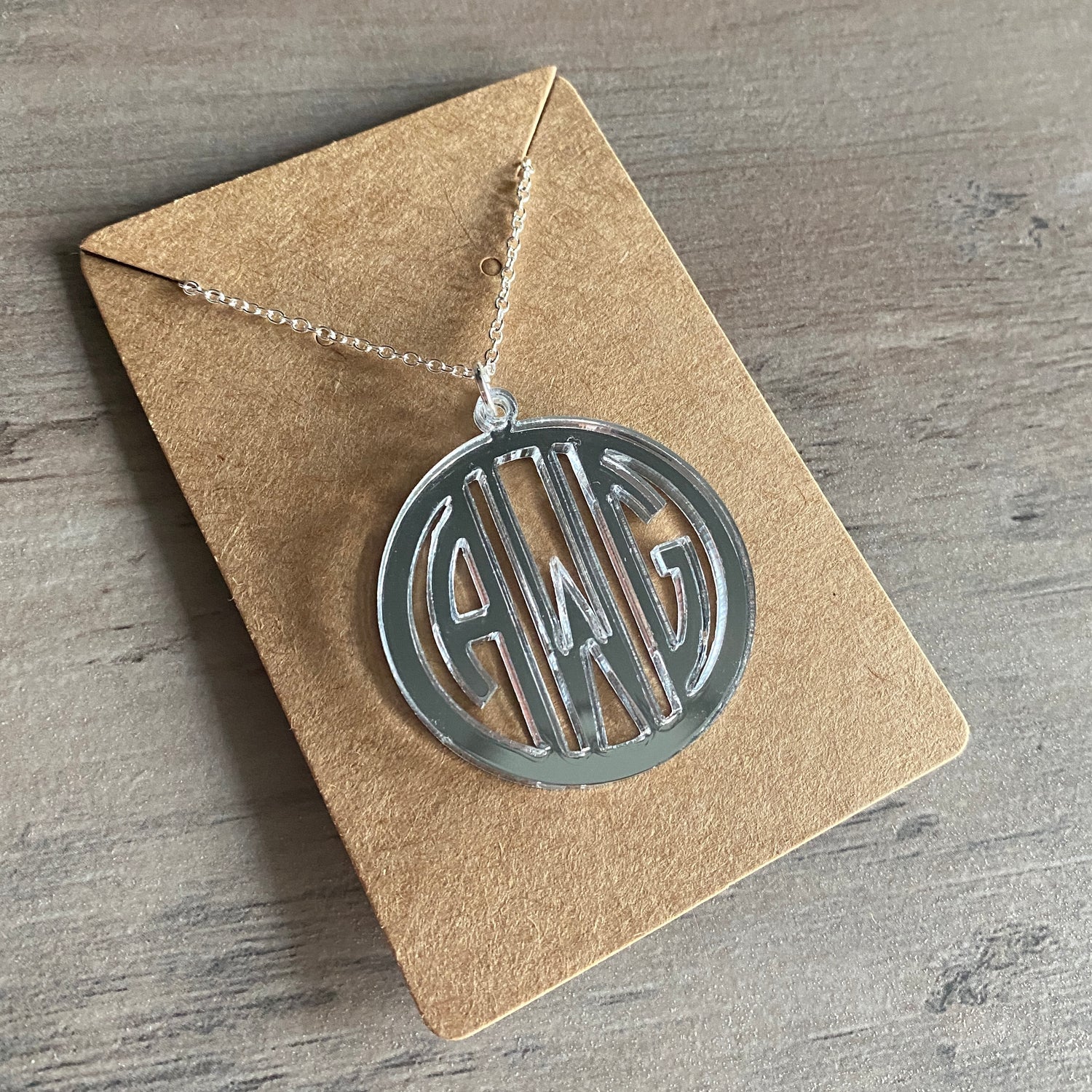 Bordered Circle Monogram Pendant Necklace