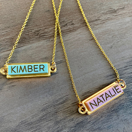 Colorful Engraved Bar Name Necklace