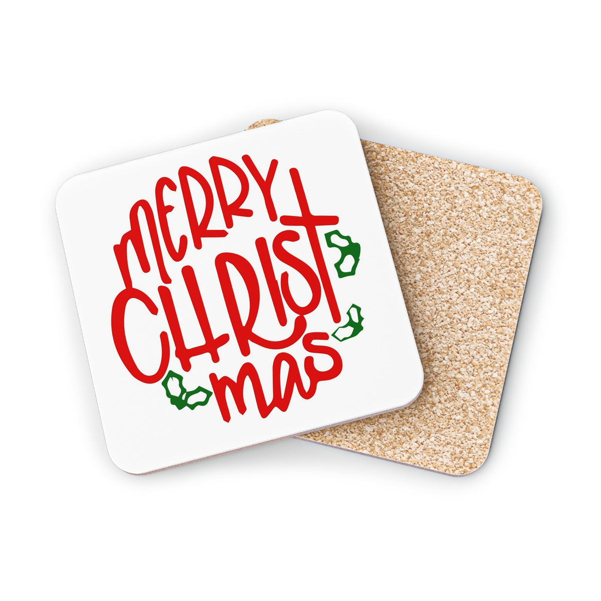 daily monogram - merry christmas coaster