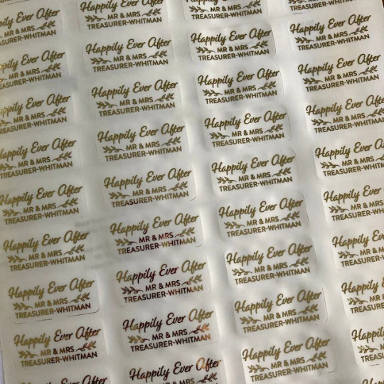 Foil Wedding Favor Bubble Labels - Rose Gold, Gold, Silver or Black - Daily Monogram