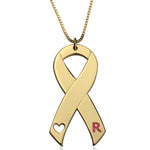 Breast Cancer Ribbon Initial Necklace - Daily Monogram