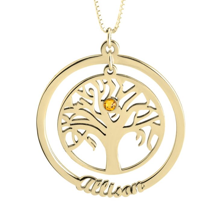 Family Tree Name Birthstone Necklace - Daily Monogram