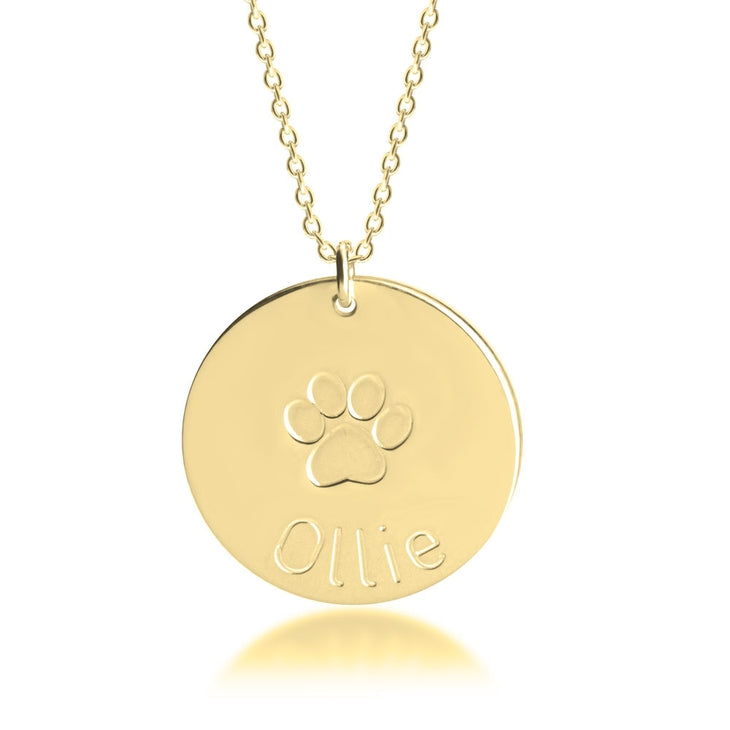 Paw Print Engraved Necklace