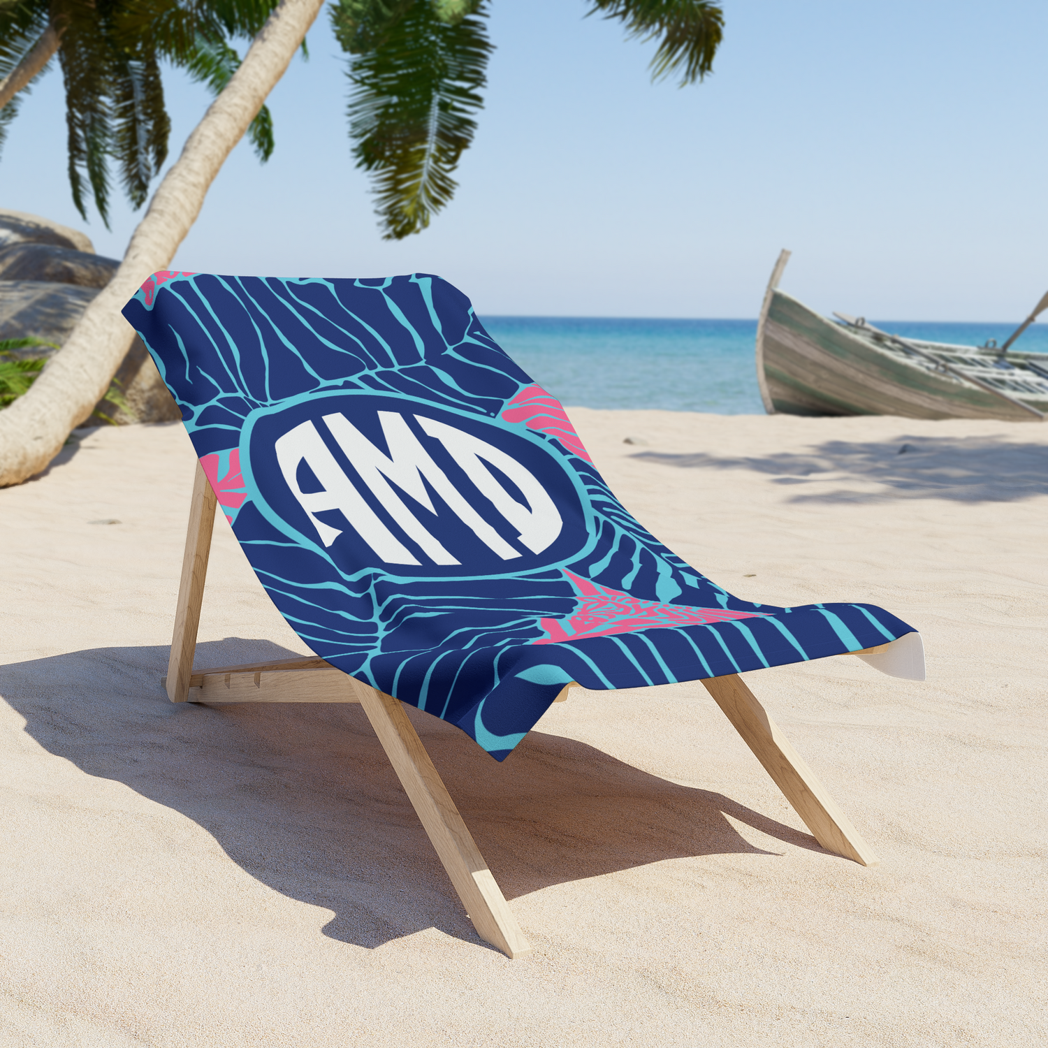 Patterned Monogram Beach Towel