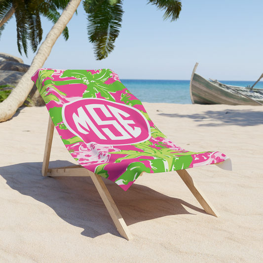 Patterned Monogram Beach Towel