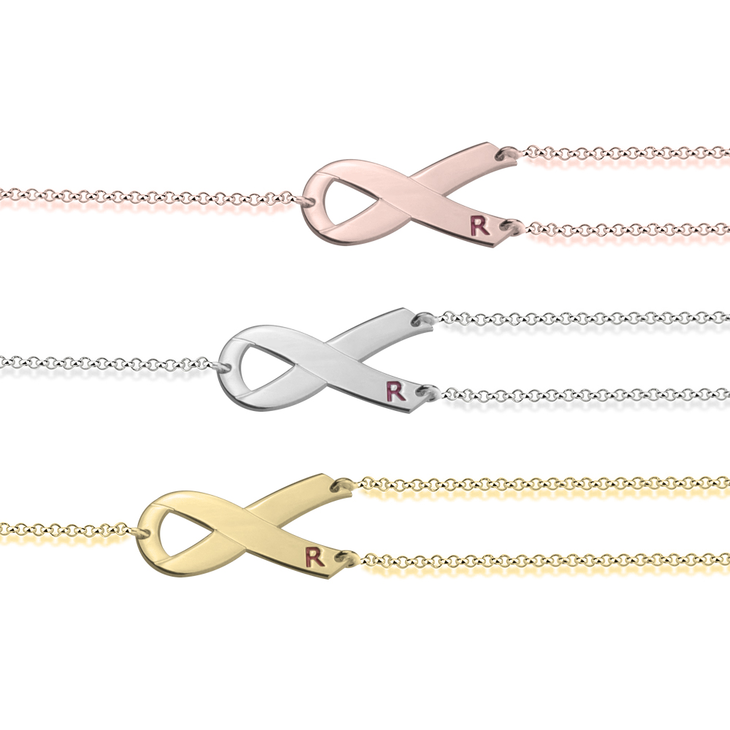 Breast Cancer Ribbon Initial Bracelet - Daily Monogram