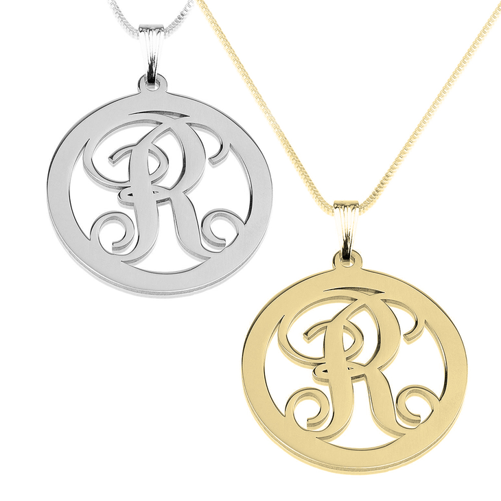 Circle Initial Cut Out Necklace - Daily Monogram
