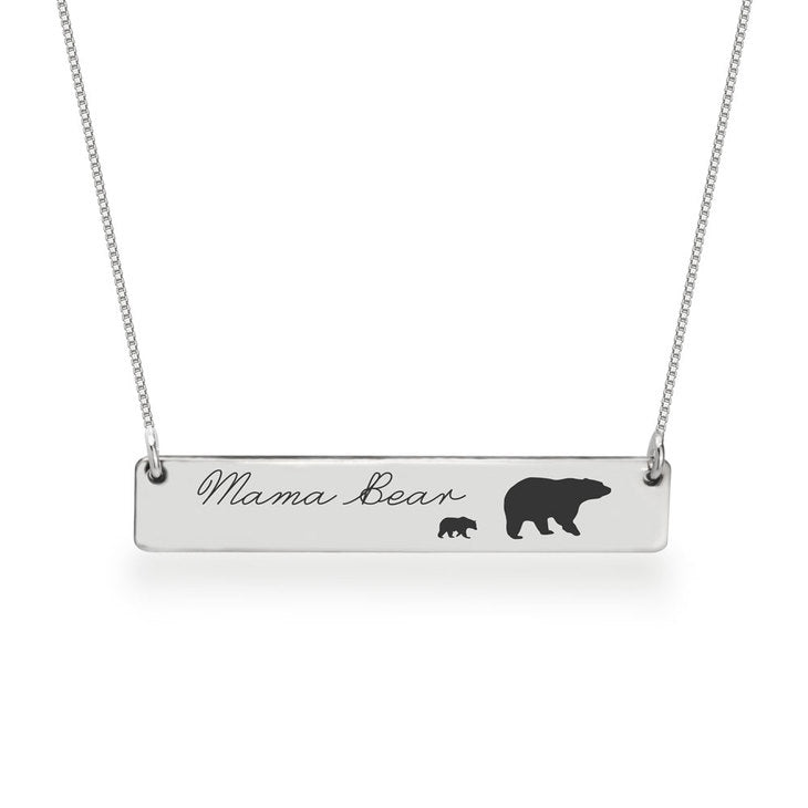 Mama Bear Engraved Bar Necklace - Daily Monogram