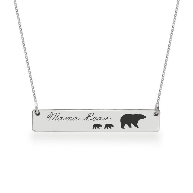 Mama Bear Engraved Bar Necklace - Daily Monogram