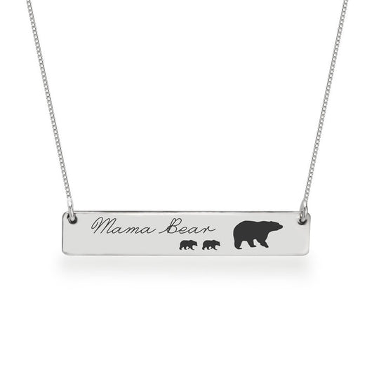 Mama Bear Engraved Bar Necklace - Daily Monogram