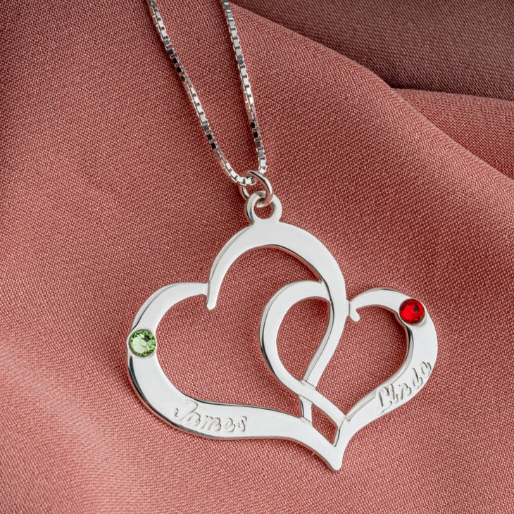 Two Heart Engraved Necklace