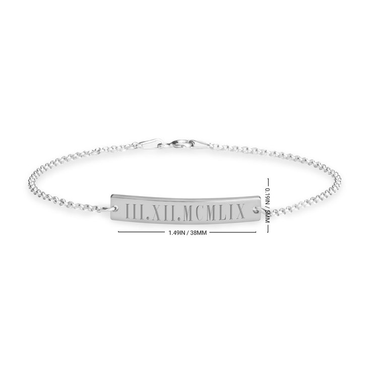 Engraved Roman Numerals Bar Bracelet - Daily Monogram
